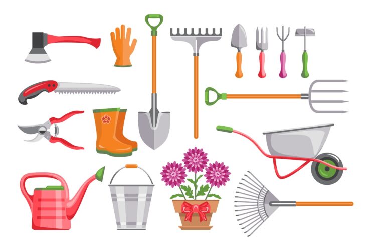 Set of garden tools.